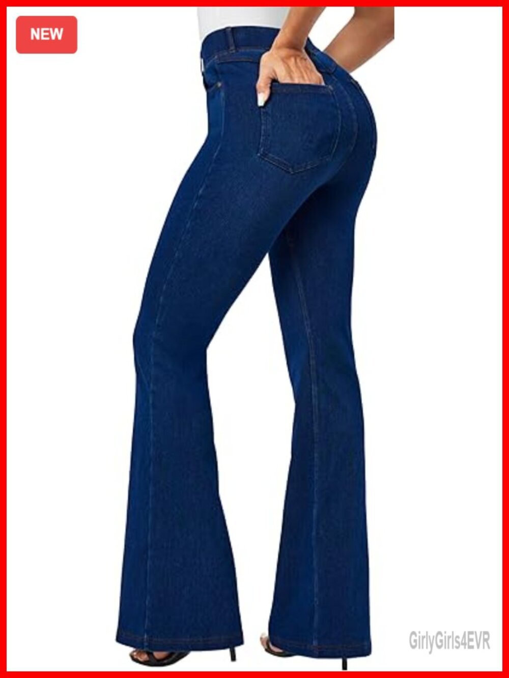 Stretchy Bell Bottom Jeans for Women Pull On Bootcut Flare Jean Leggings